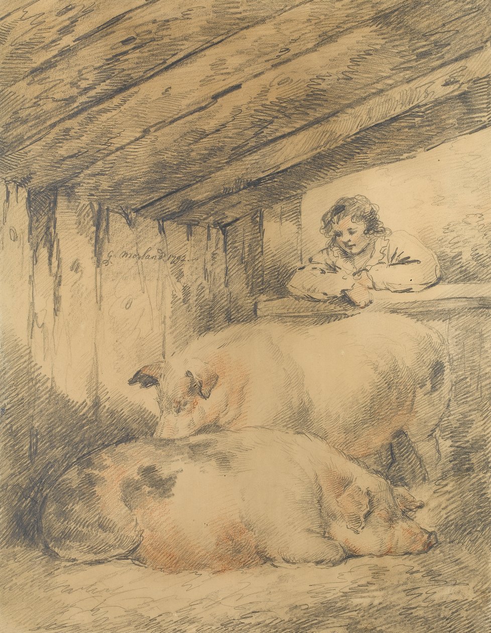 Grisstian, 1792 (penna med röd och vit krita på papper) av George Morland