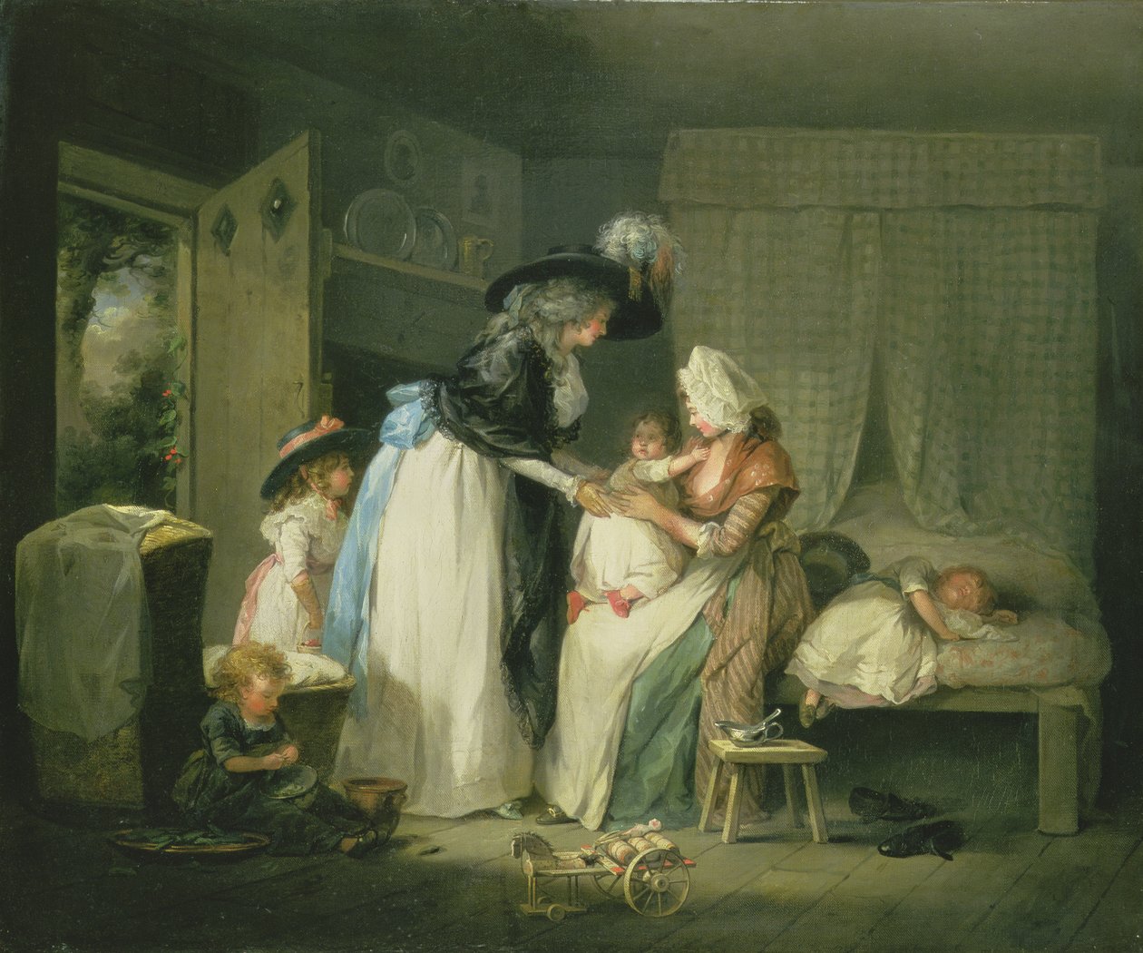 Besök hos barnet hos sjuksköterska, c.1788 av George Morland