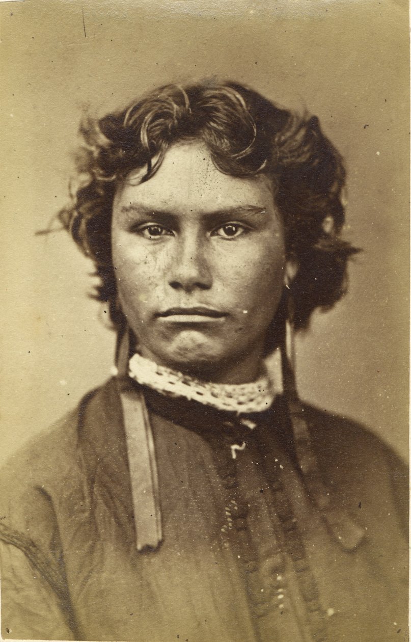 Maori, ung dam, ca 1865 (albumintryck) av George Pulman