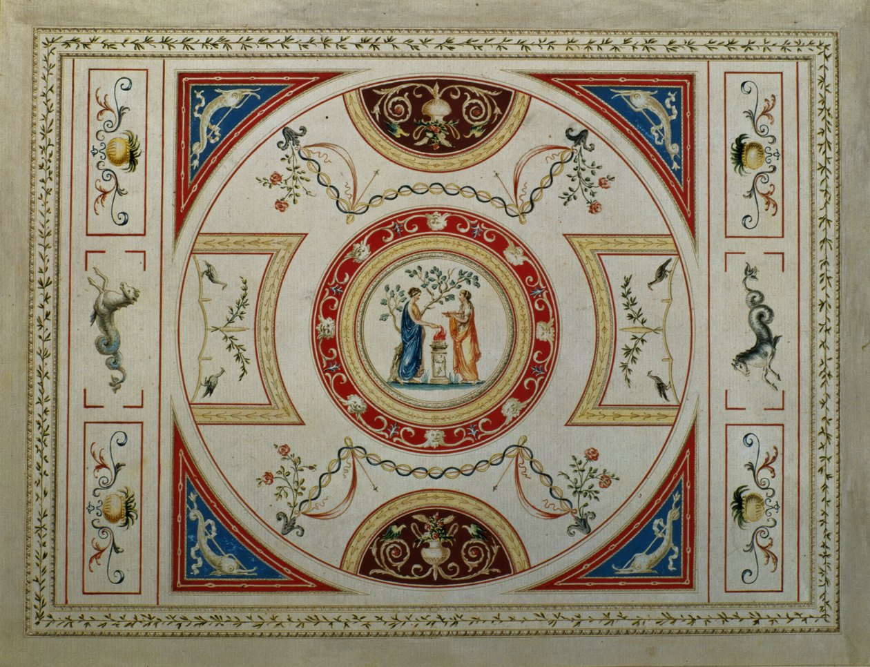 Nyklassisk design för en titelsida, 1776 (penna och bläck och gouache på papper) av George Richardson