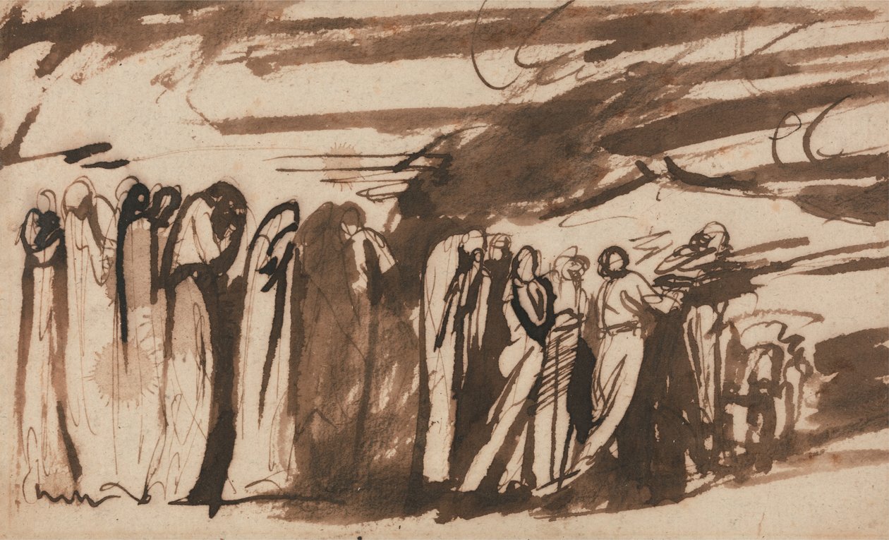 En procession av de fördömda- Studie för de fördömda i Dantes Inferno av George Romney