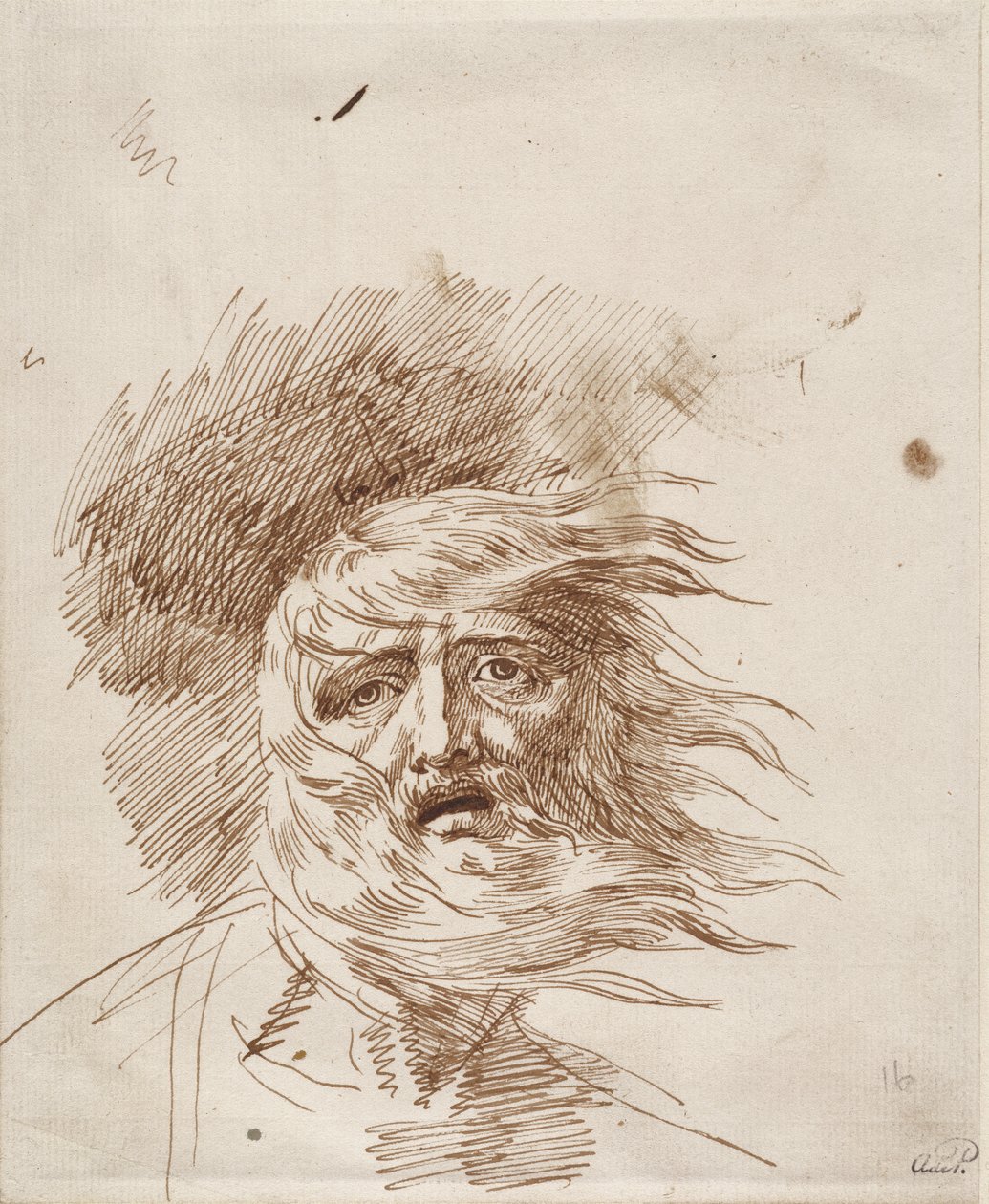 King Lear in the Storm (penna och bistre bläck på papper) av George Romney