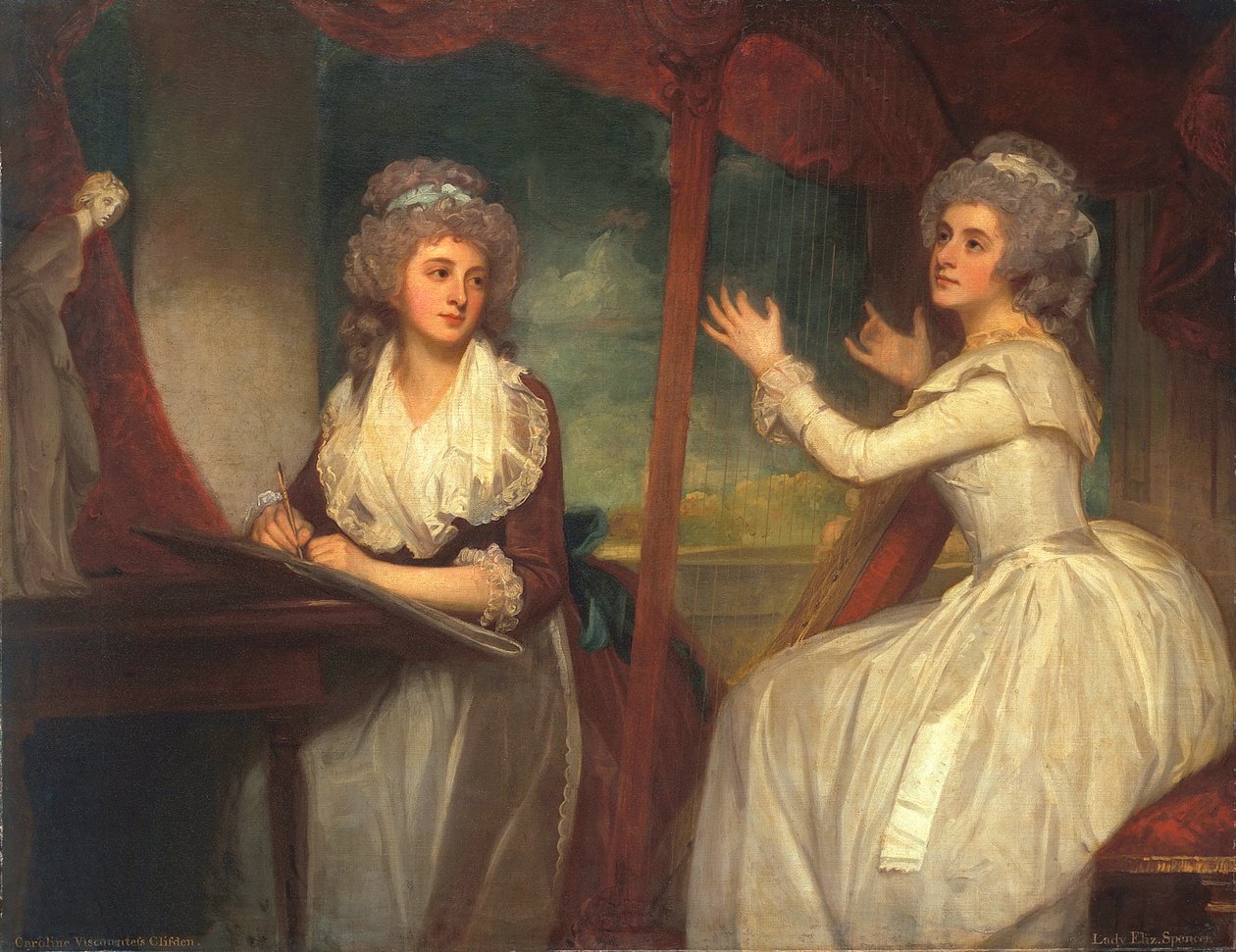 Lady Caroline Spencer, senare viscountess Clifden, och hennes syster, Lady Elizabeth Spencer, 1786-92 av George Romney