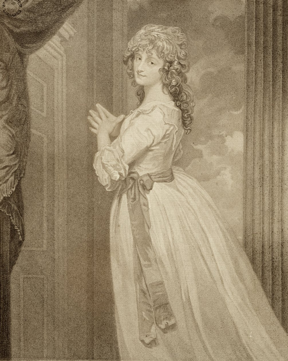 Mrs Jordan in the Character of the Country Girl, graverad av Francesco Bartolozzi (1727-1815) av George Romney