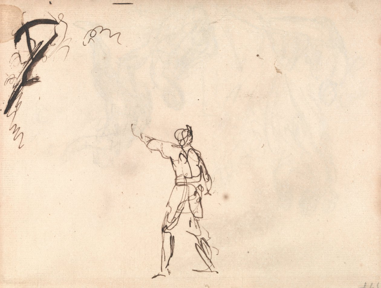 Stående figur med upphöjd arm av George Romney