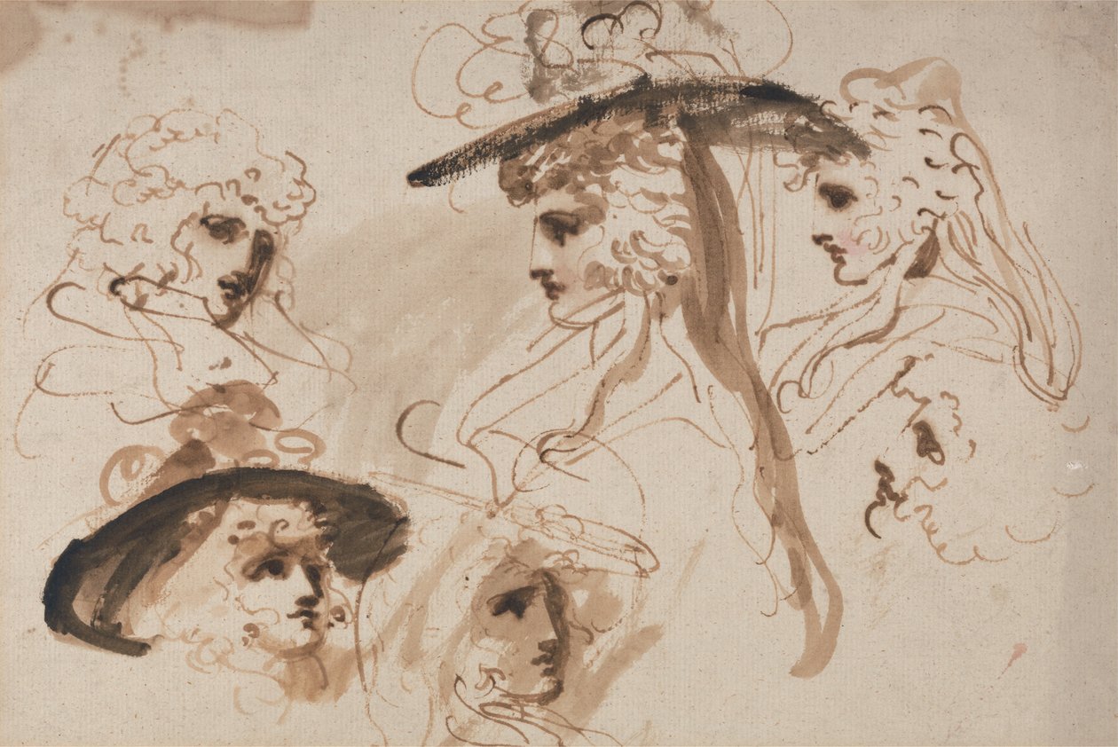 Studier för en kvinnas huvud (studier av ett kvinnans huvud) av George Romney