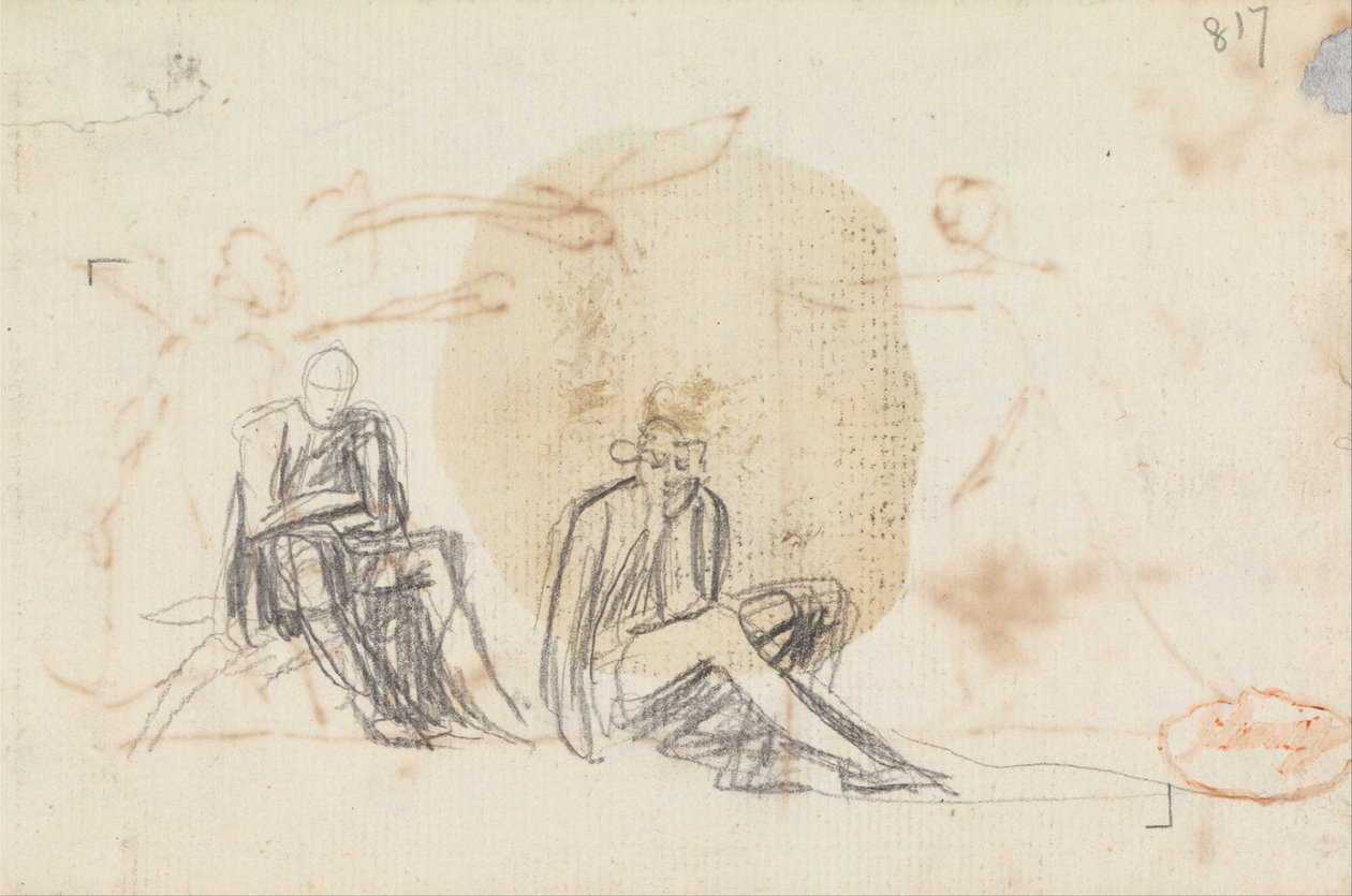 Studie av två sittande figurer av George Romney