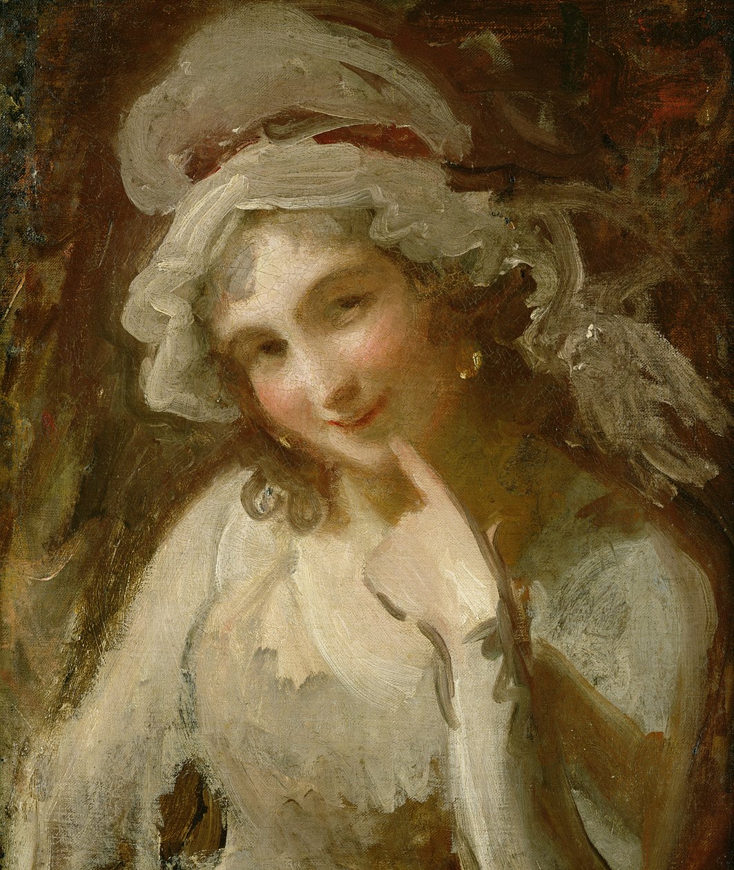 Studie av en leende ung kvinna av George Romney