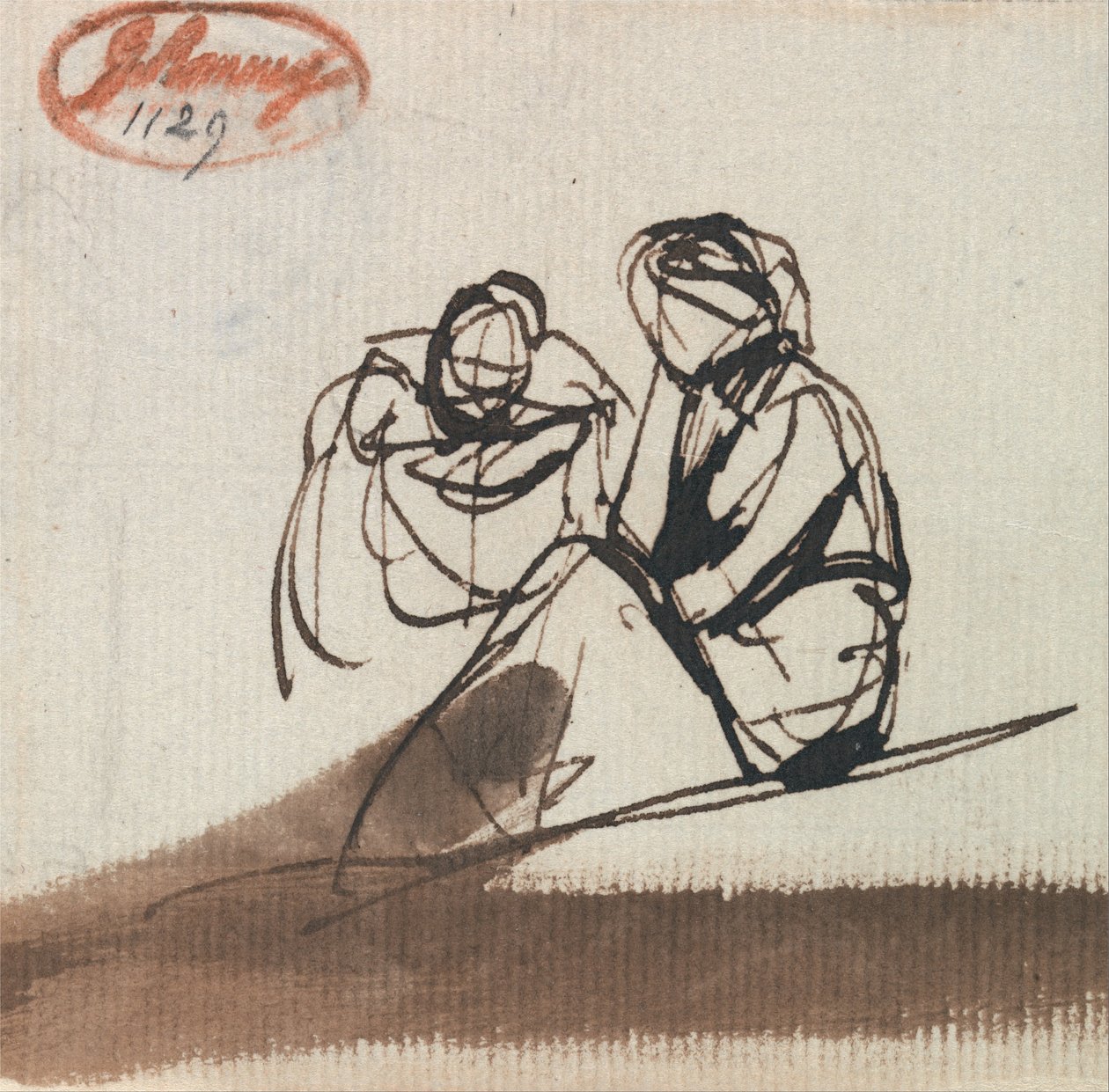 Två sittande figurer av George Romney