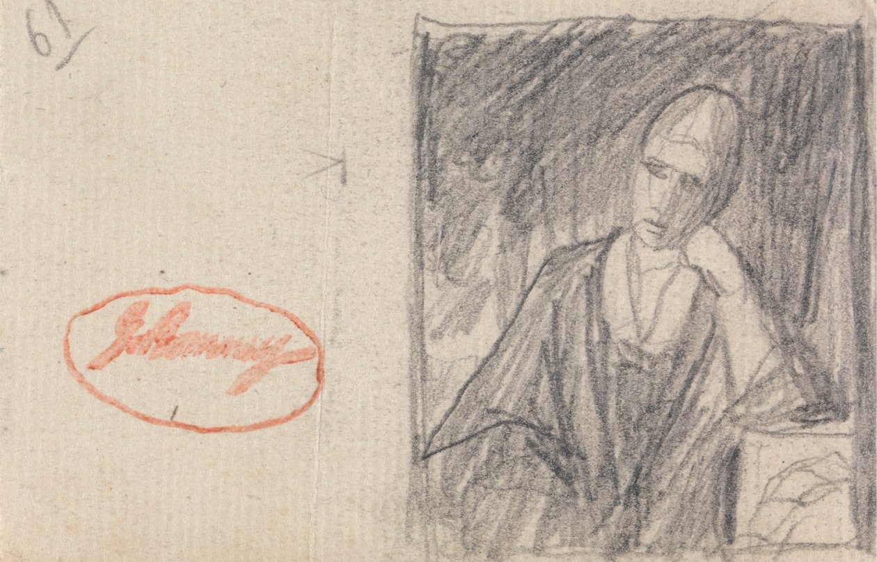 Kvinna som vilar huvudet på en böjd arm av George Romney