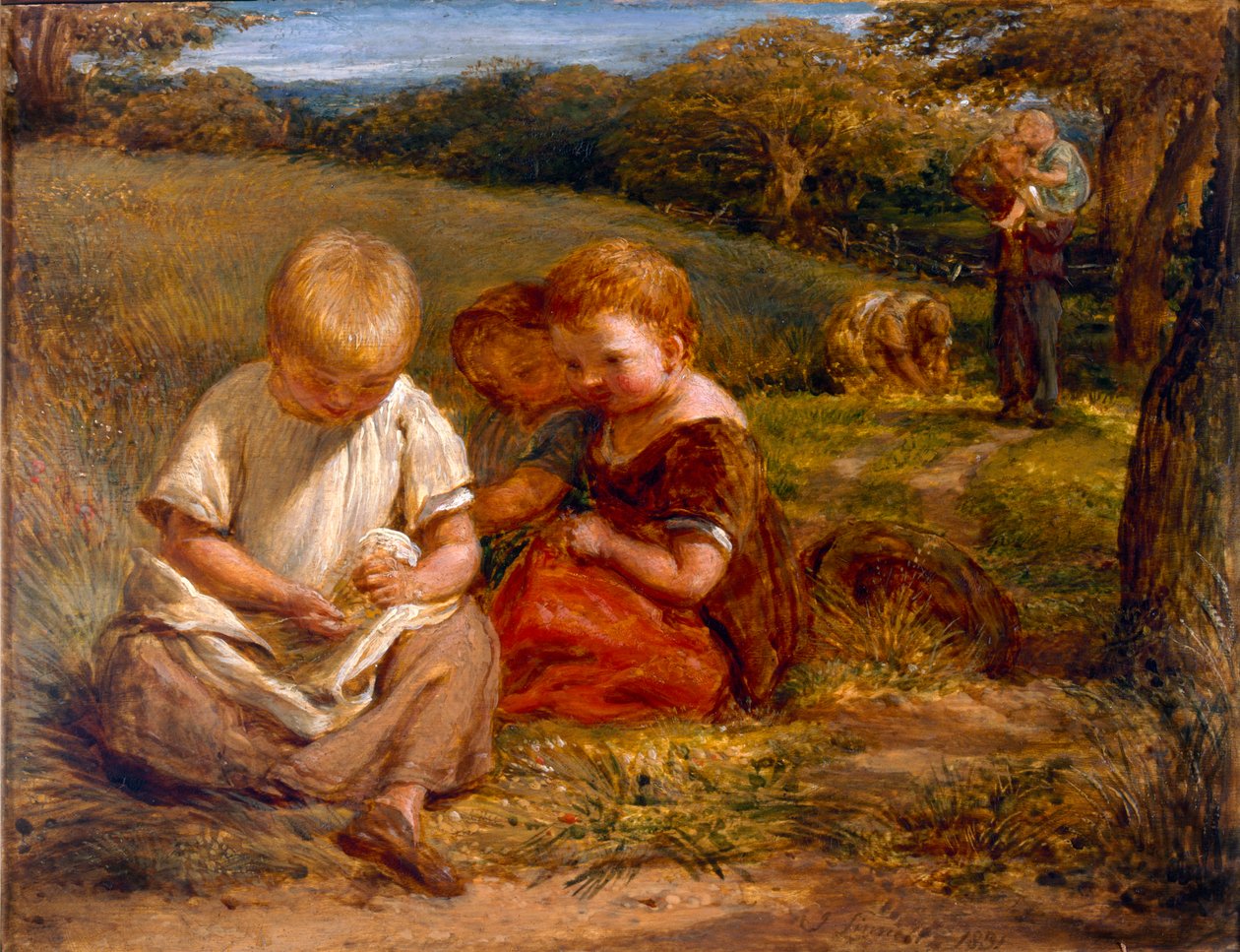 Barn samlar vilda blommor av George Smith