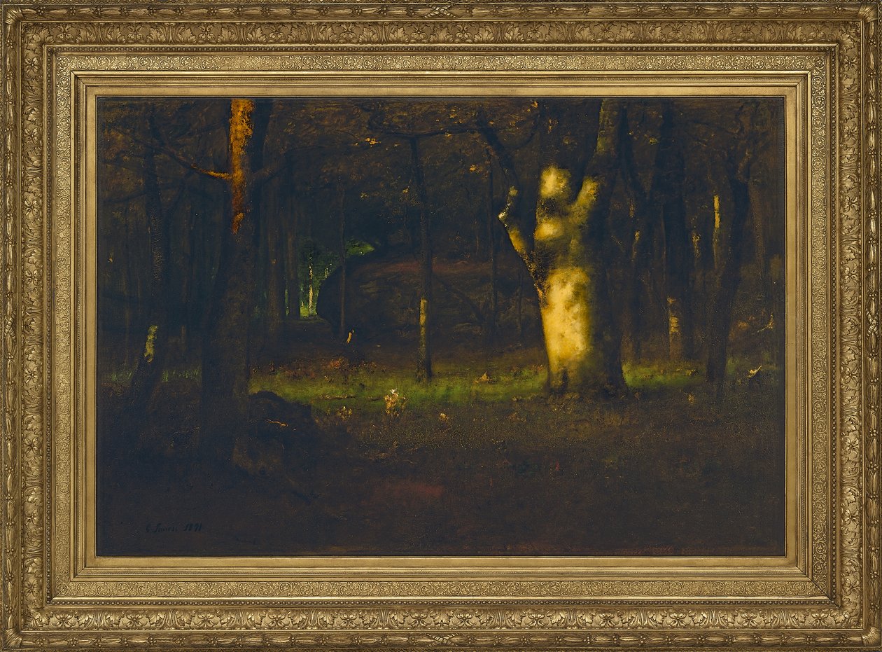 Solnedgång i skogen, 1891 av George Inness