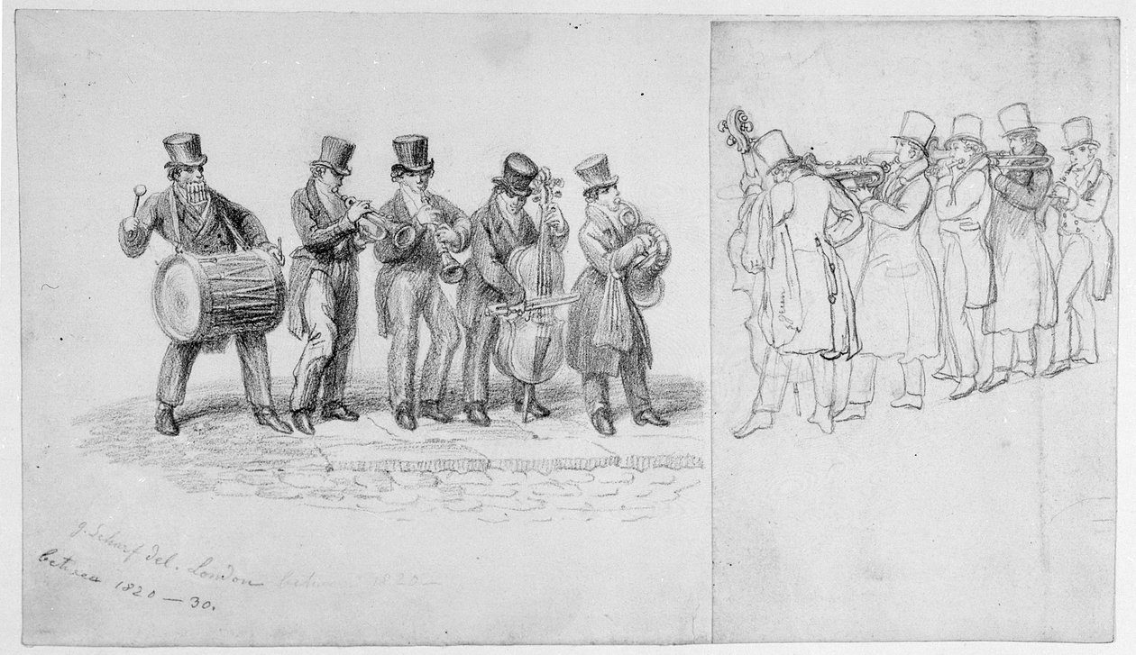 London Street Musicians, ca 1820-30 av George Snr Scharf