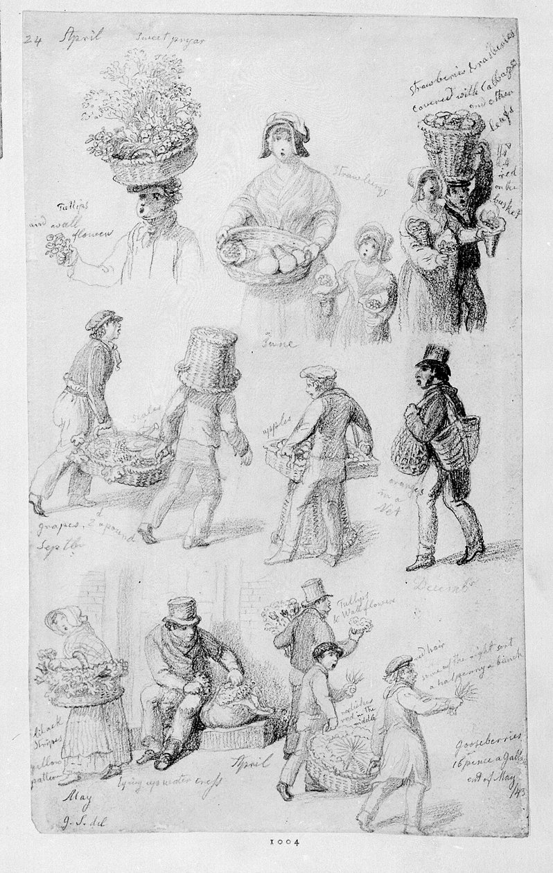 London Street Vendors: The Cries of London, 1843 swed av George Snr Scharf