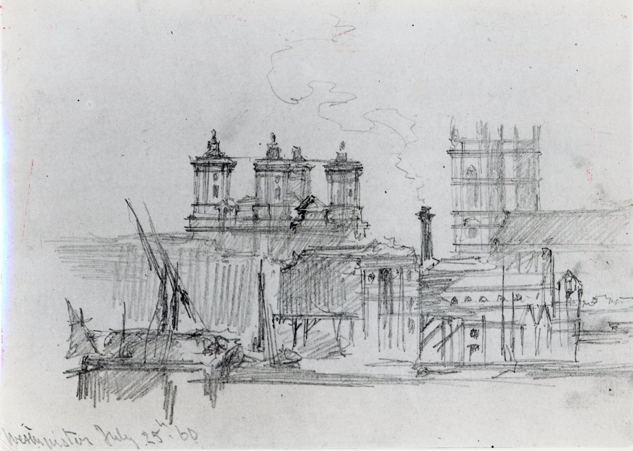Skiss över Westminster, 1860 av George Snr Scharf
