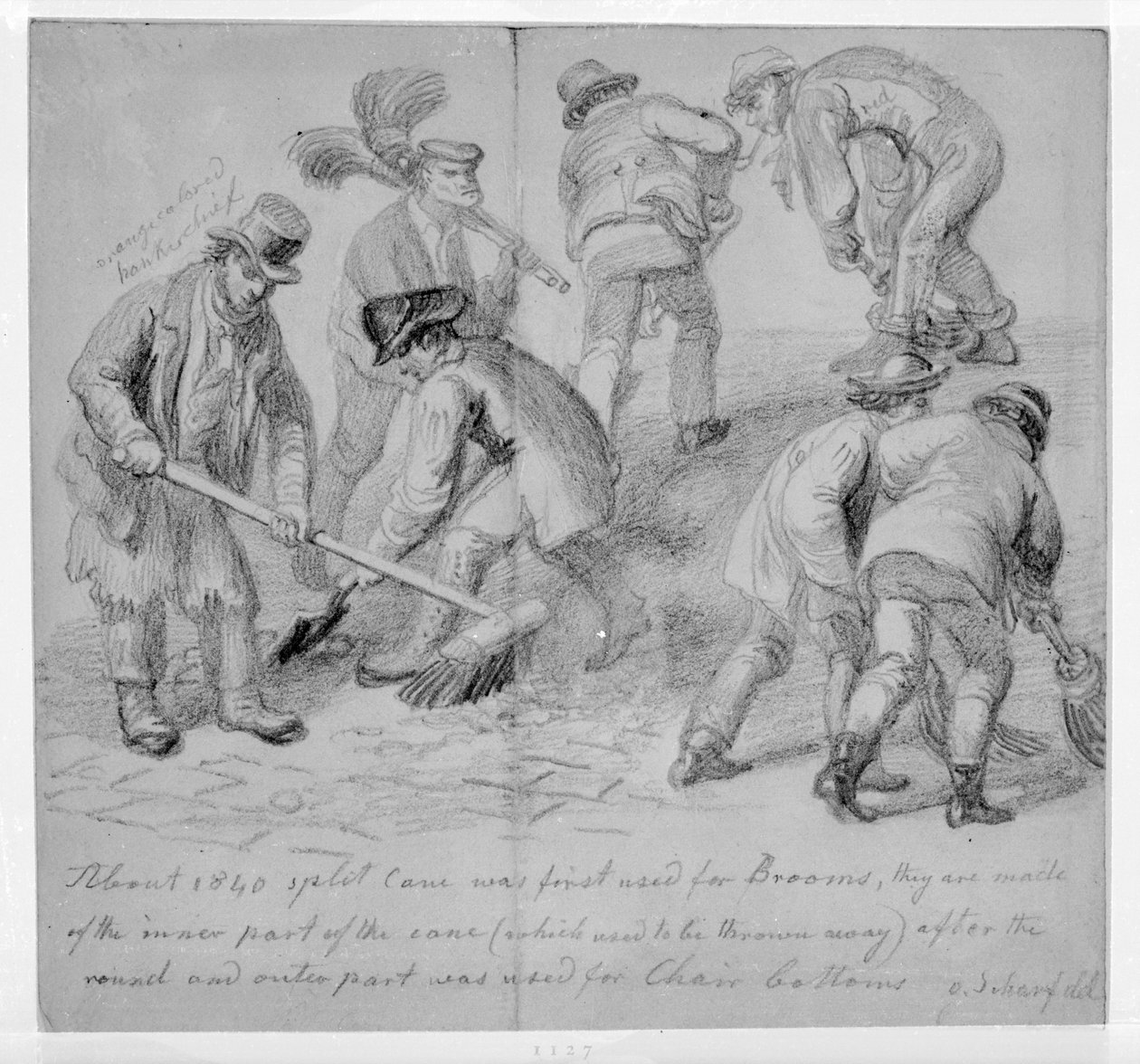 Introduktionen av delade sockerrörskvastar för gatusopare i London, 1840 av George Snr Scharf