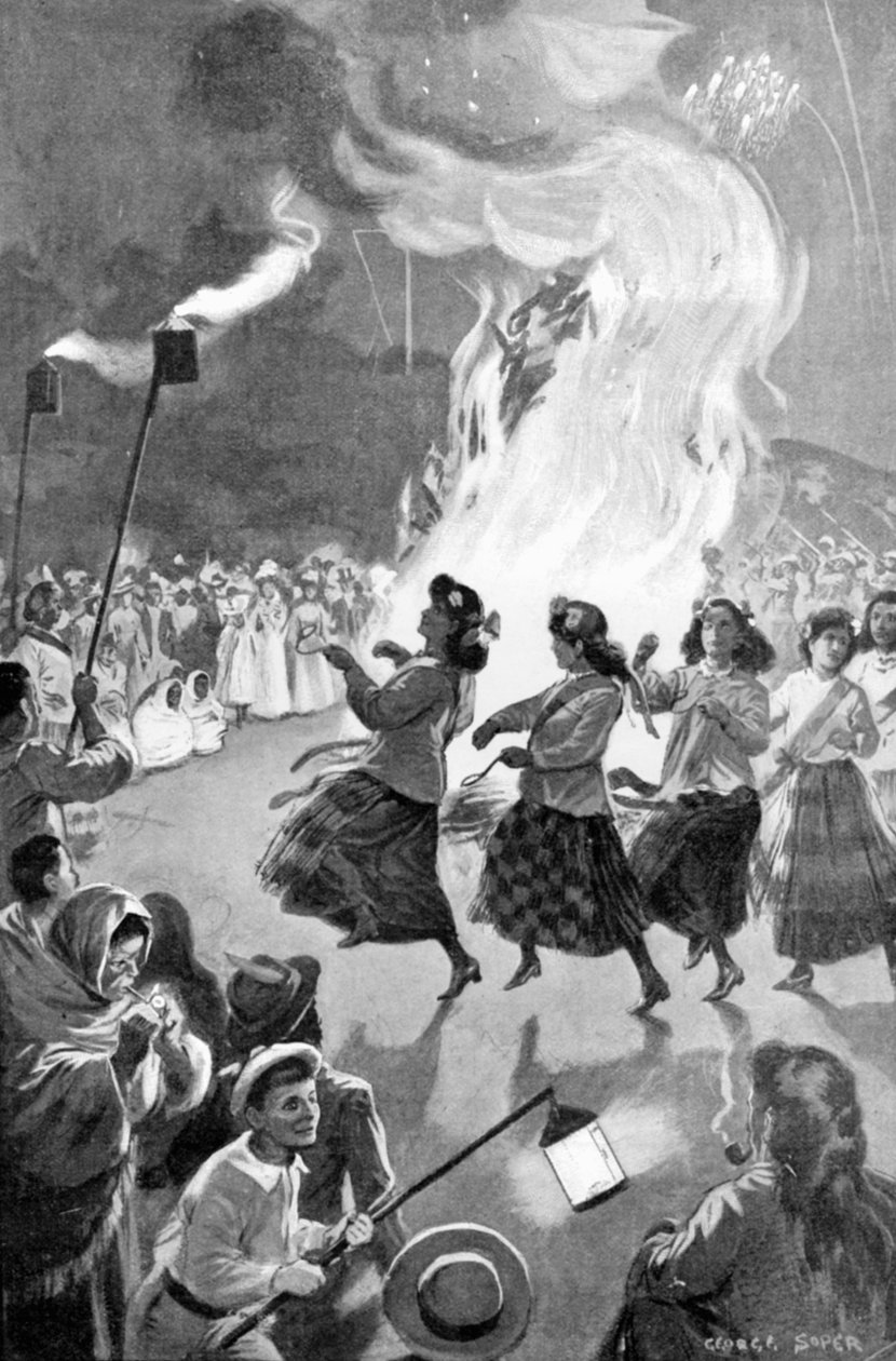 Firandet av fredsdagen i Roturua, Nya Zeeland, illustration från "The Graphic", 19 juli 1902. av George Soper