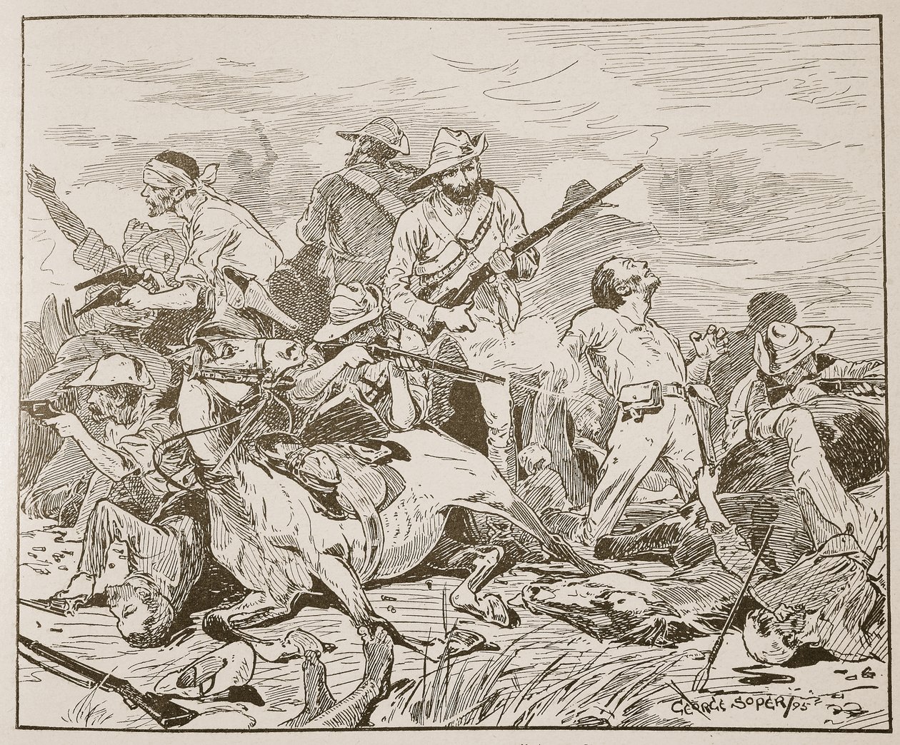"They fighted on bistert", illustration från "Battles of the Nineteenth Century" av Archibald Forbes, G.A. Henty och major Arthur Griffiths av George Soper