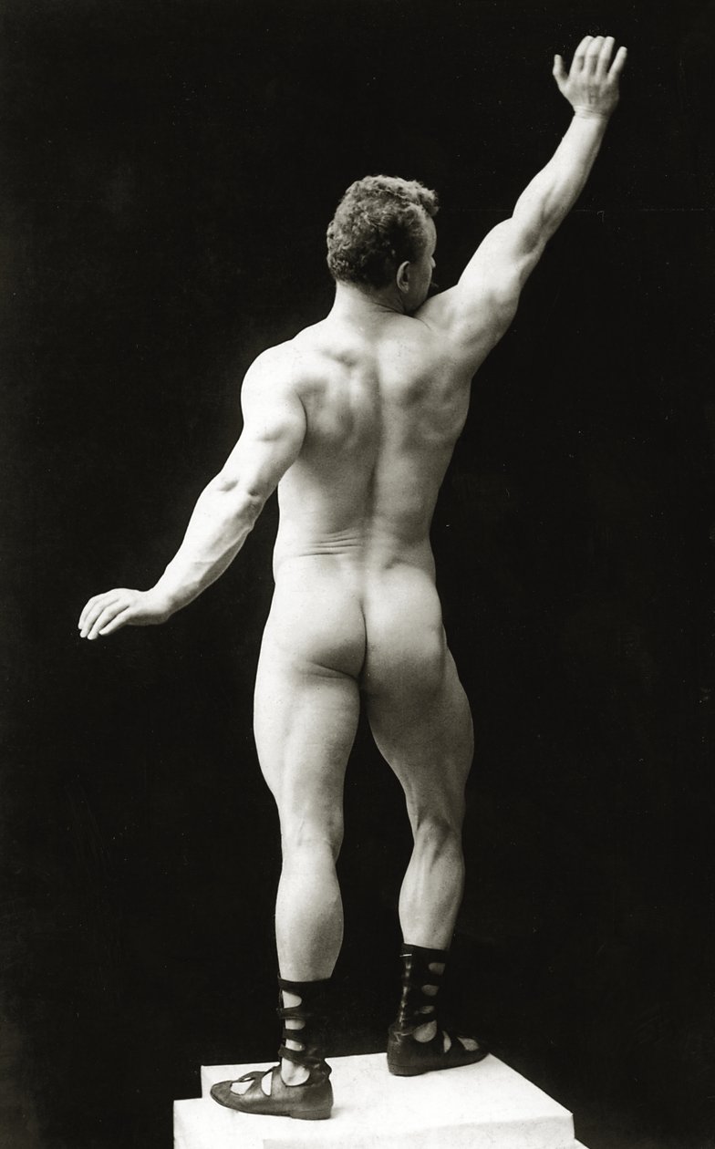 Eugen Sandow, i klassisk antik grekisk-romersk pose, c.1894 av George Steckel