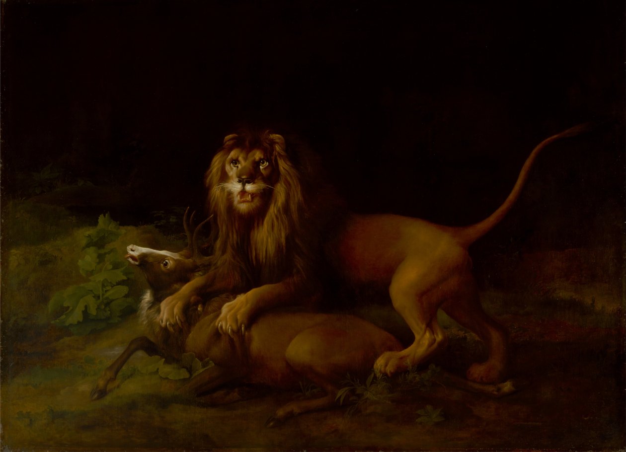 Ett lejon som attackerar en hjort av George Stubbs