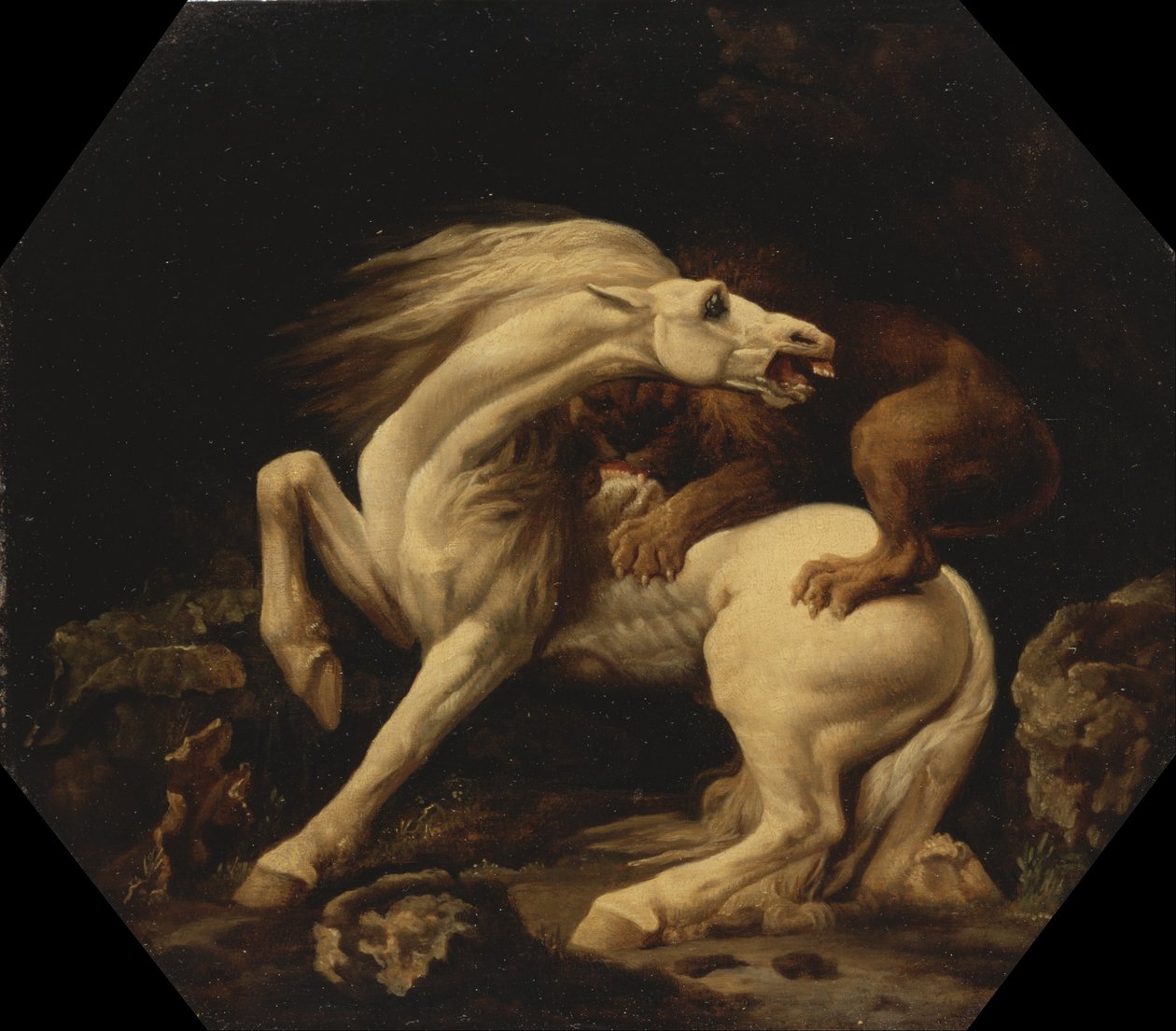 Horse Attacked by a Lion (avsnitt C) av George Stubbs
