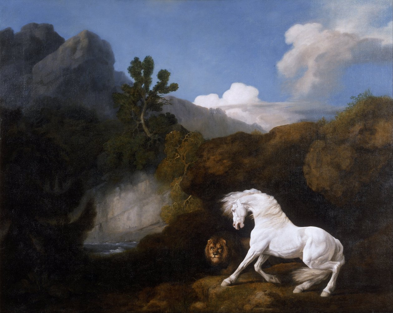 Häst skrämd av ett lejon av George Stubbs