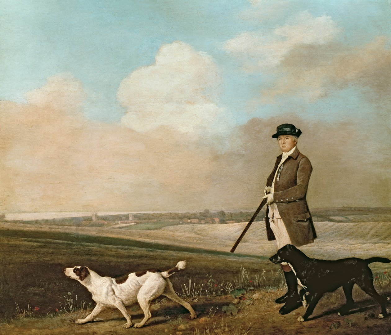 Sir John Nelthorpe, 6:e baronet, på jakt med sina hundar i Barton Field, Lincolnshire, 1776 av George Stubbs