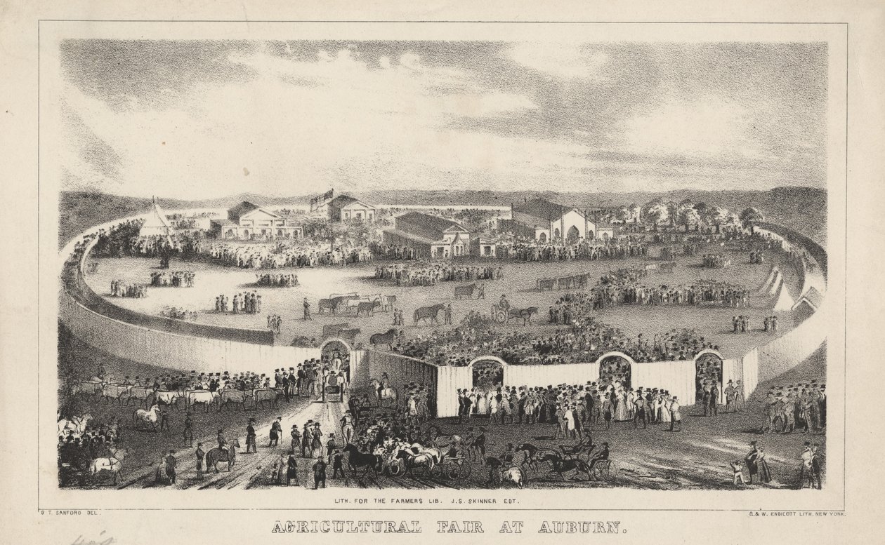 Jordbruksmässan i Auburn, litho av G. und W. Endicott, 1844 av George T. Sanford