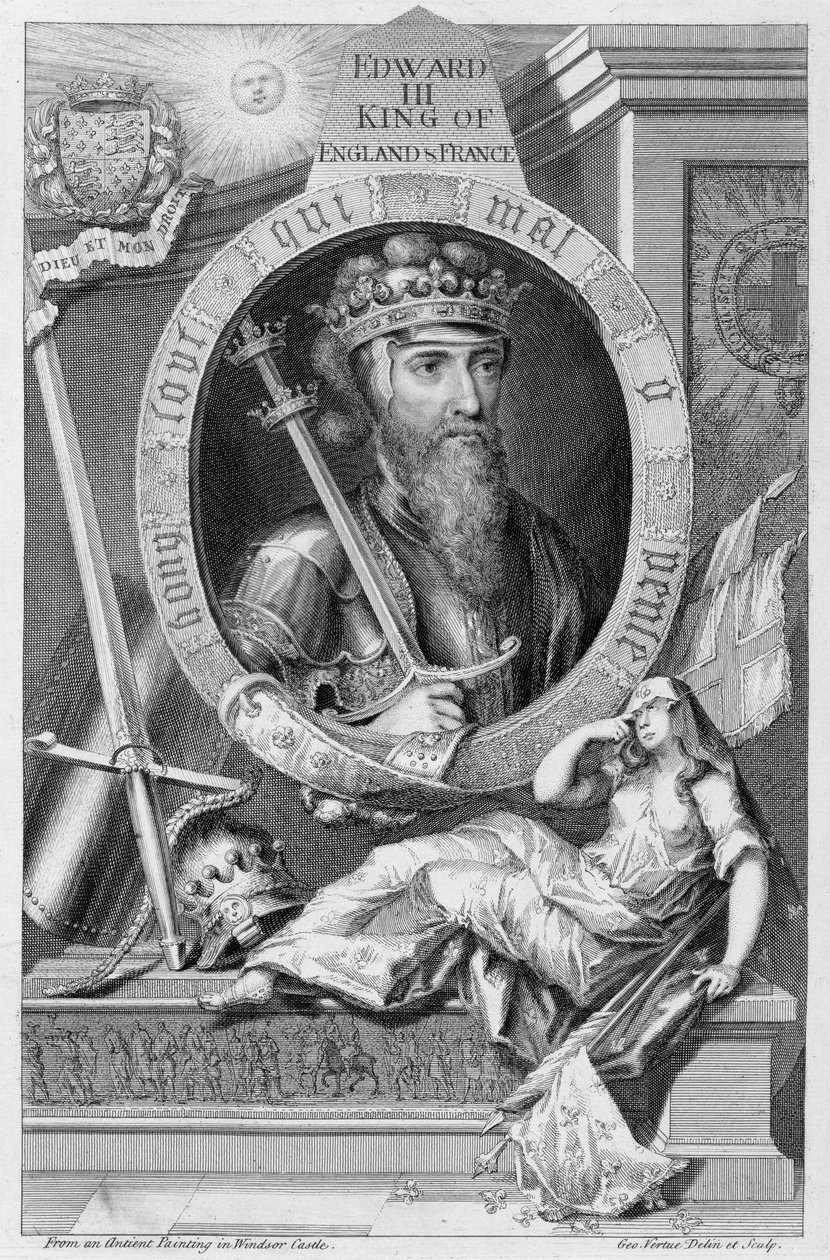 Edward III (1312-77) kung av England från 1327, efter en målning i Windsor Castle, graverad av konstnären av George Vertue
