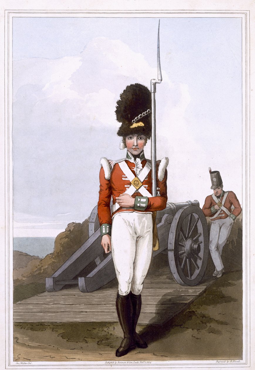 Grenadier of the First West York Militia, graverad av Robert Havell den äldre, publicerad 1814 av Robinson and Son, Leeds av George Walker