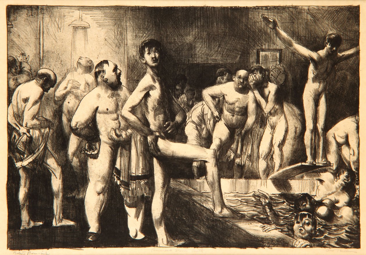 Affärsbad för män, 1923 av George Wesley Bellows