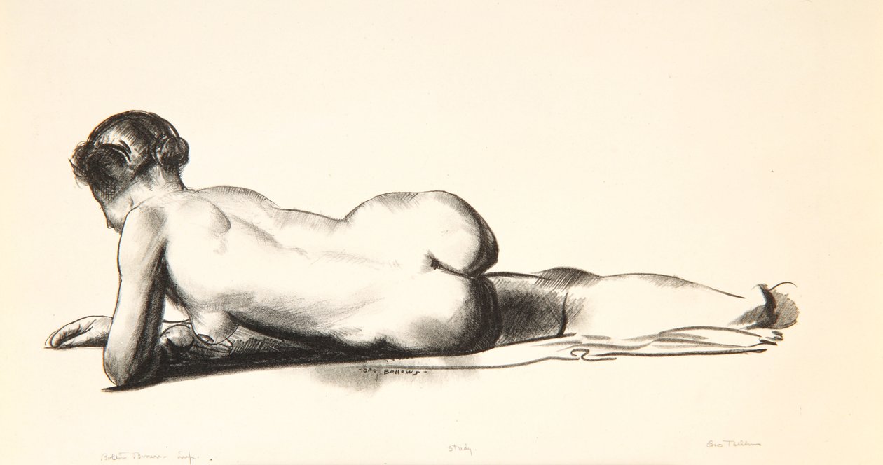 Nakenstudie, kvinna som ligger benägen, 1923-24 av George Wesley Bellows