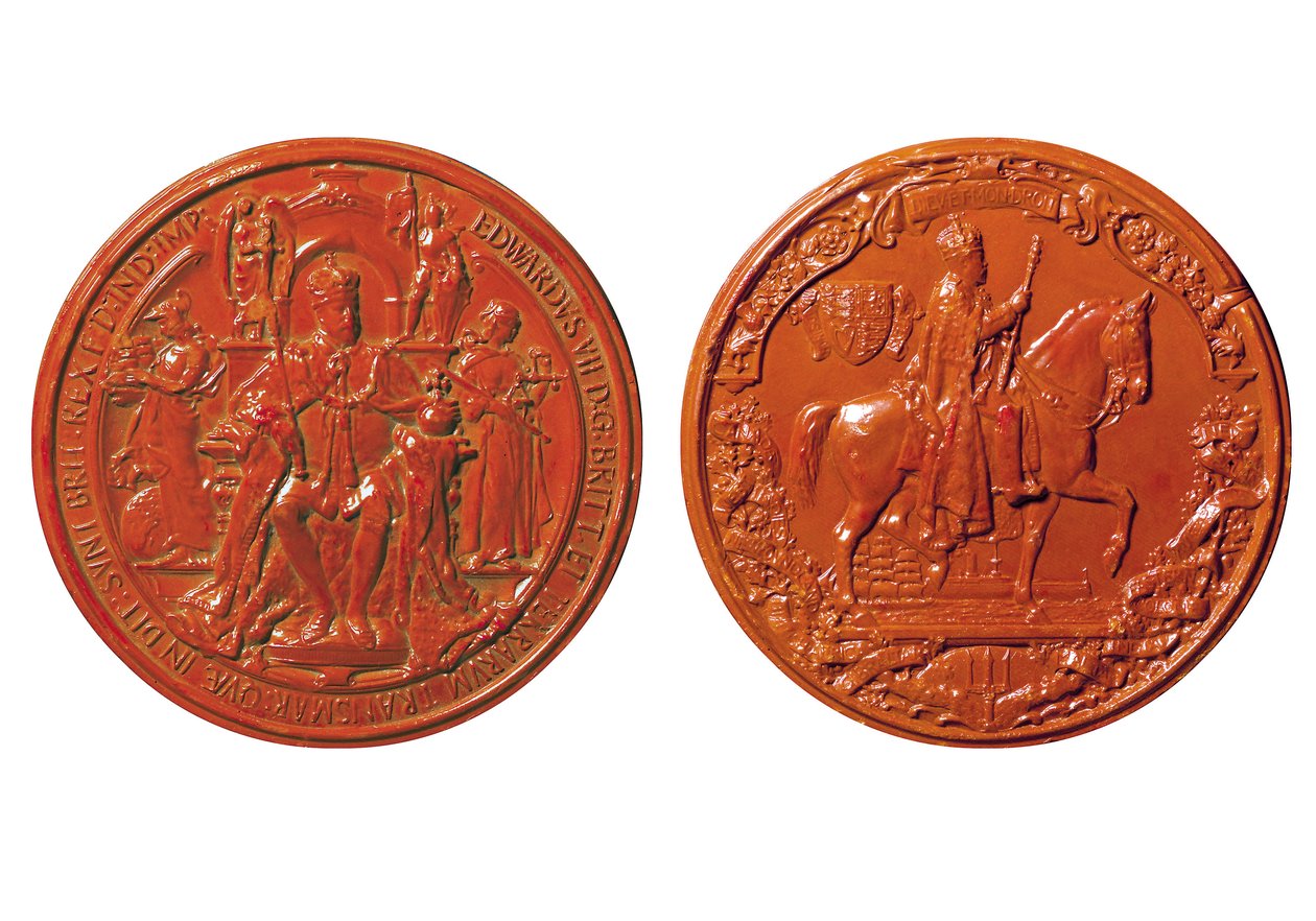 Great Seal of Edward VII, modellering av Frank Bowcher, ca 1904 (vax) av George William De Saulles