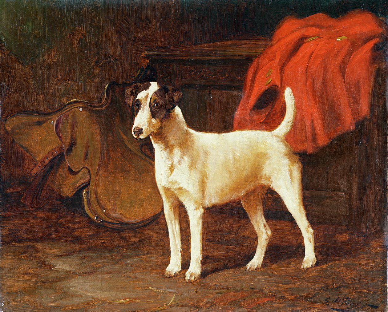 Foxterrier i ett stall av George Wright