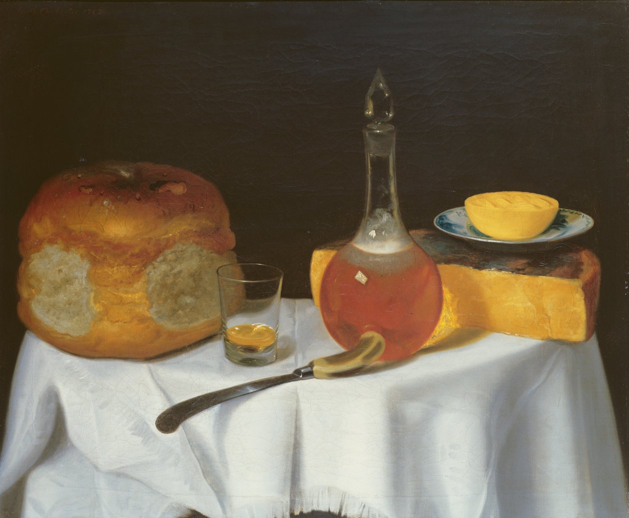 Stilleben med bröd och ost (par 78162) av George Smith
