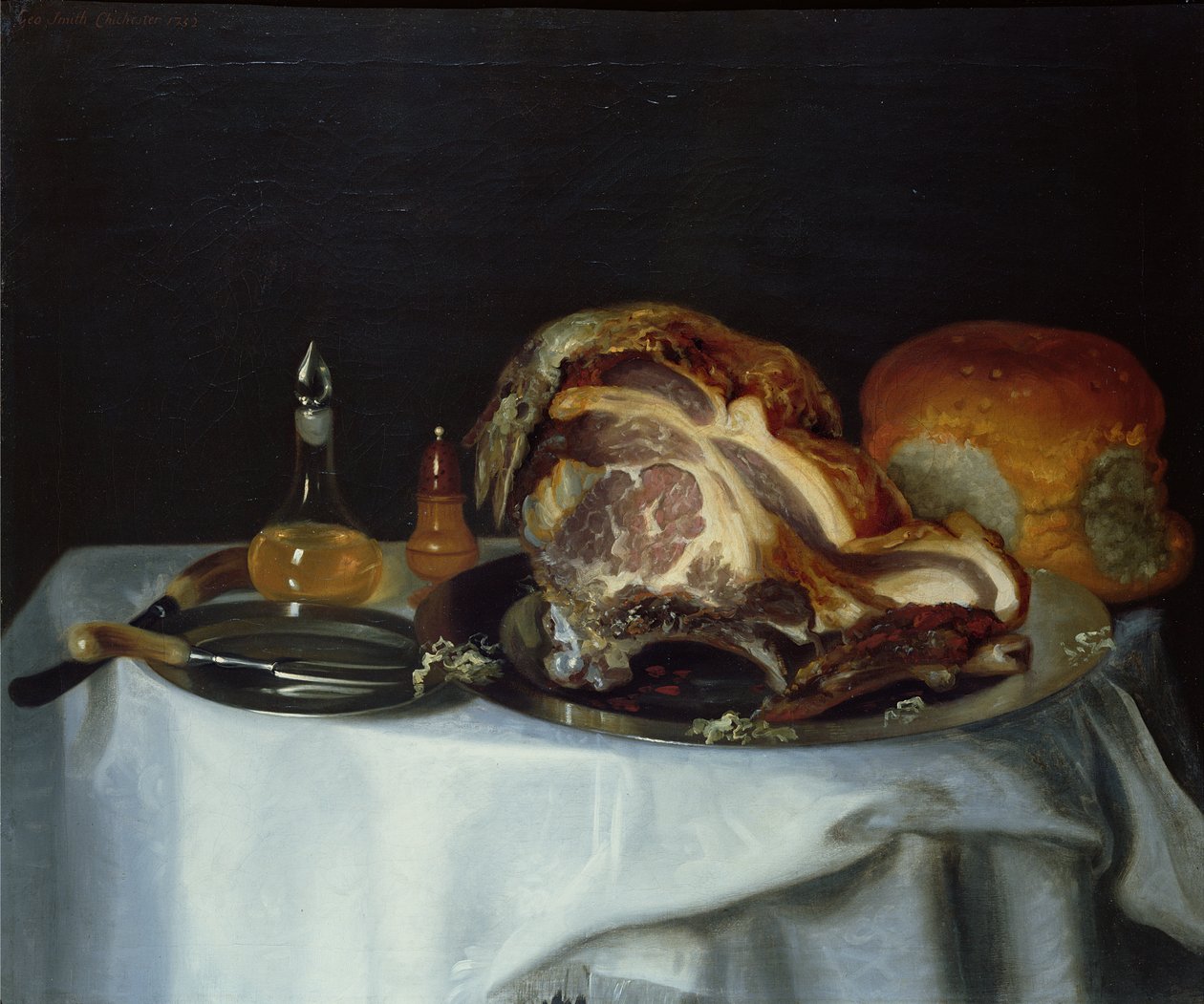 Stilleben med kött och bröd (par 78161) av George Smith
