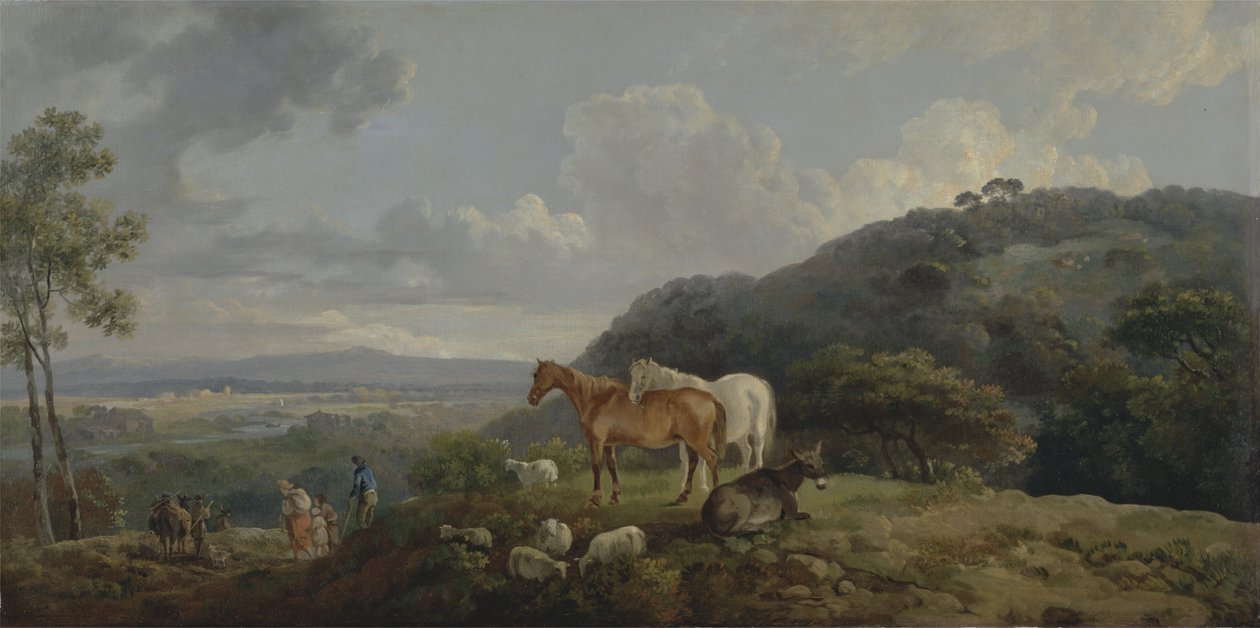 Morgon: Landskap med ston och får, ca 1770-80 av George the Elder Barret