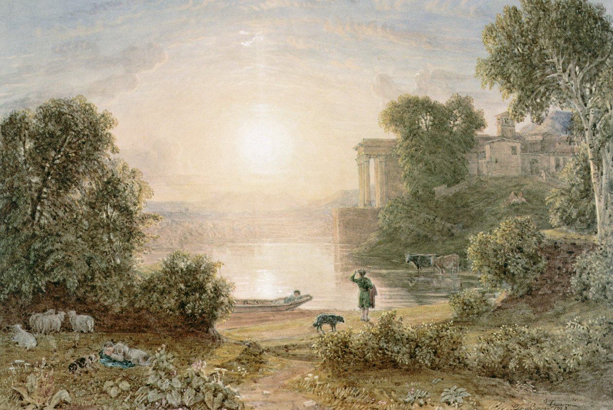 Klassiskt landskap av George the Younger Barret