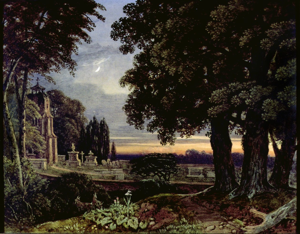 Månsken, tankar på en kyrkogård av George the Younger Barret