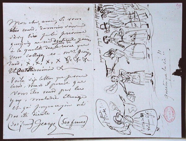 Fonds Lovenjoul E858 Ms 937 1.219 Brev från George Sand (1804-76) till Francois Buloz, redaktör för 