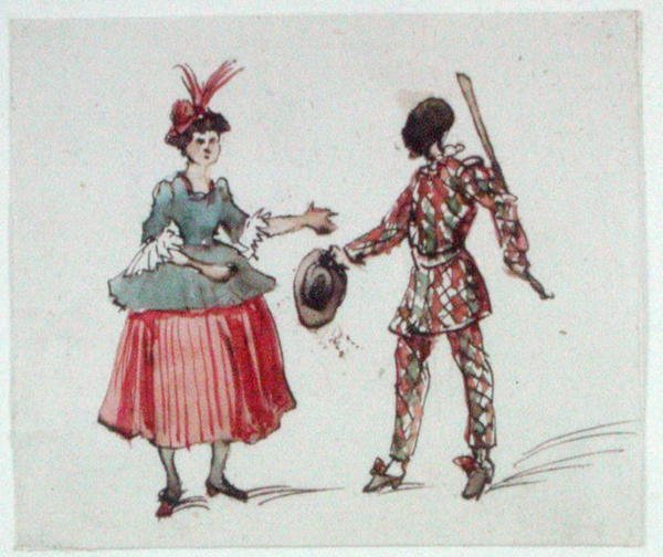 Två karaktärer från Commedia dell