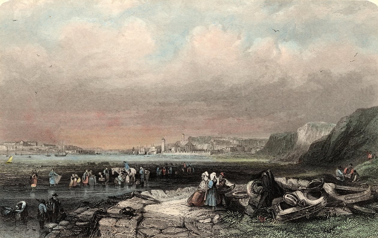Ingången till Shields Harbour, graverad av W. Finden av George (after) Balmer
