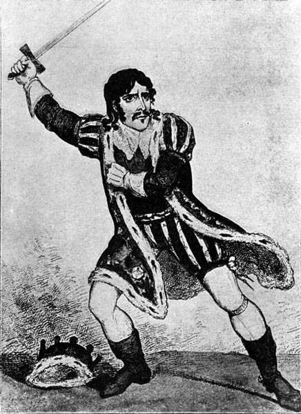 Edmund Kean (1787-1833) i rollen som Richard III av George (after) Cruikshank