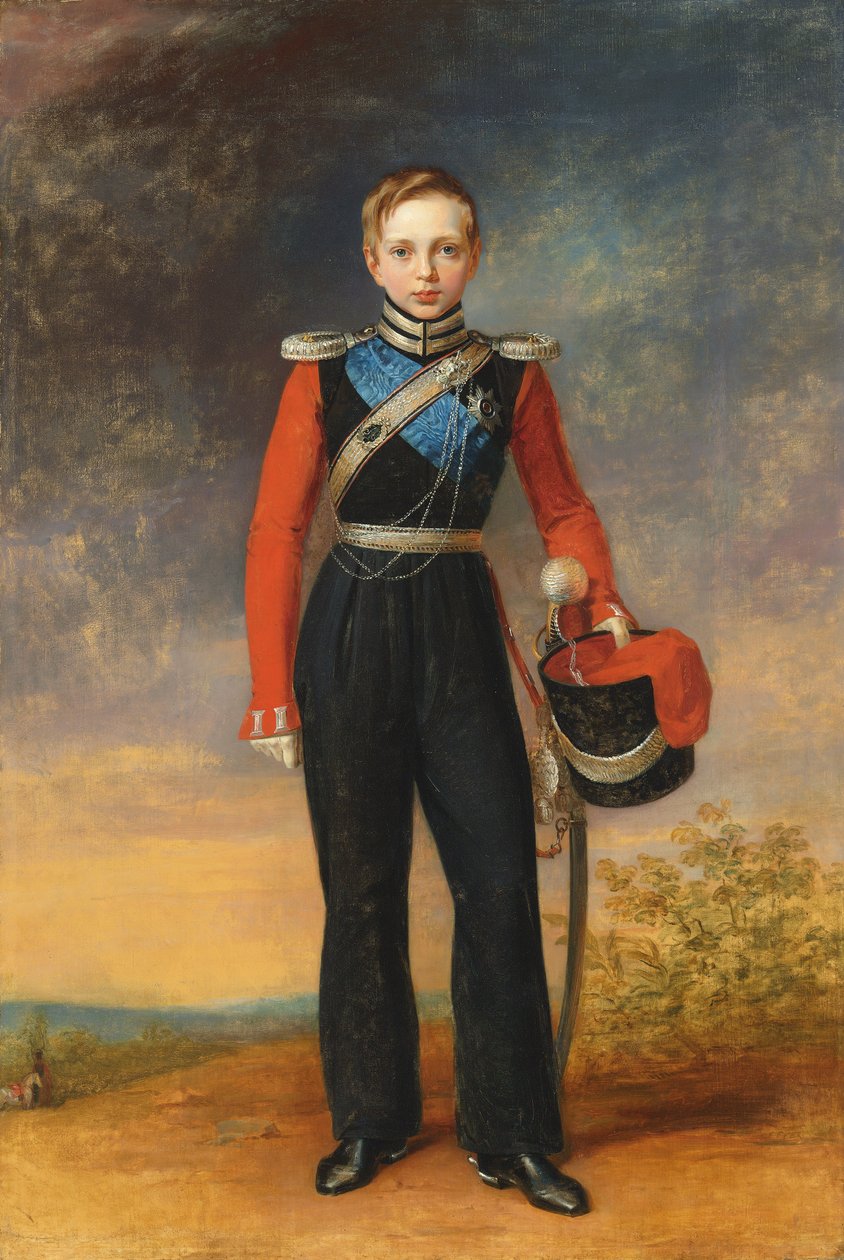 Porträtt av Tsesarevich Alexander Nikolaevich i uniform från Leibgardets kosackskvadron i Svarta havet (olja på duk) av George (after) Dawe