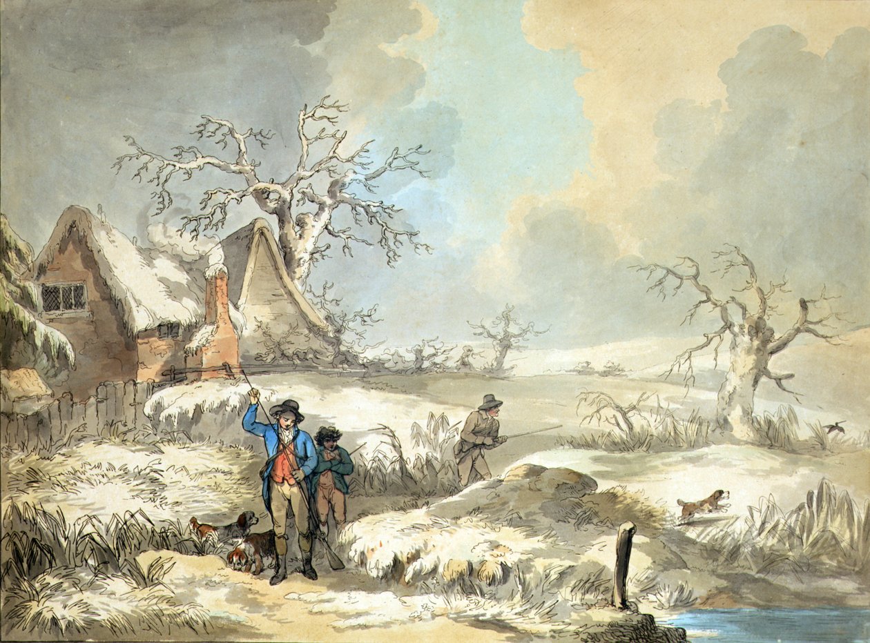 Snipe Shooting, etsat av Thomas Rowlandson (1756-1827), pub. av J. Harris av George (after) Morland