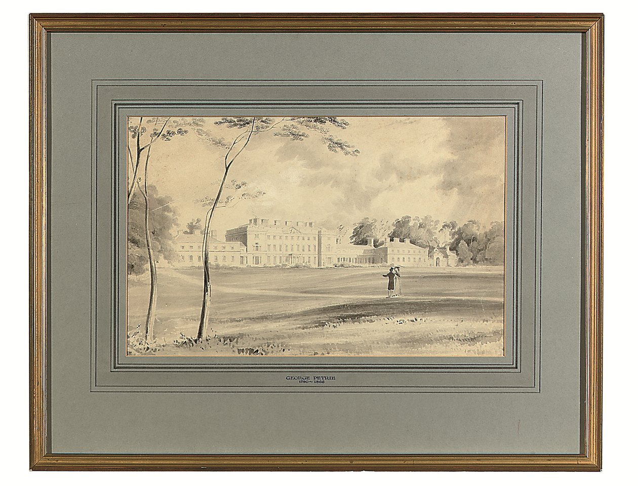 Carton House, Co. Kildare, säte för hertigen av Leinster (penna och grå tvätt) av George (after) Petrie