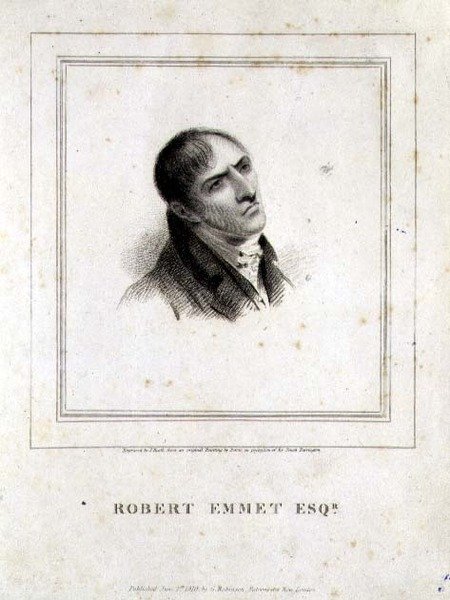 Porträtt av Robert Emmet Esq. (1778-1803), graverad av J. Heath, utgiven av G. Robinson, London. av George (after) Petrie