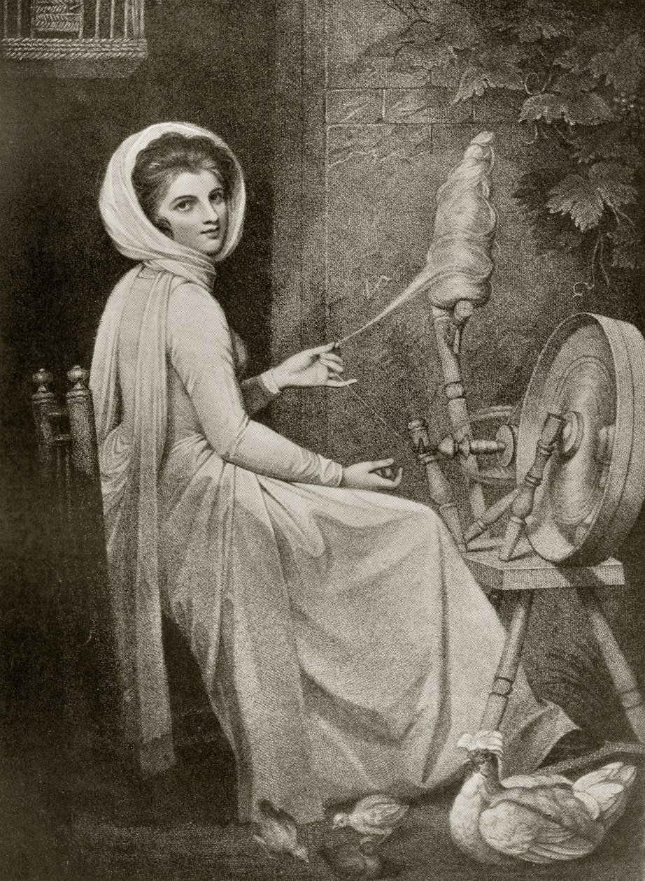 Lady Hamilton as The Spinster, graverad av Thomas Cheesman, från 