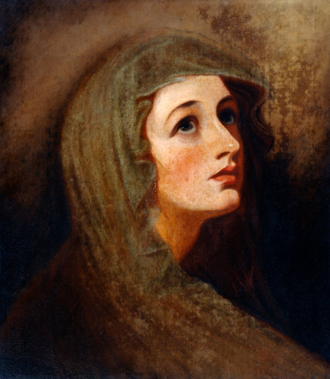 Lady Hamilton som en vestal (olja på duk) av George (after) Romney