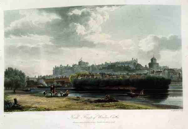 North Front of Windsor Castle, från "Royal Residences", graverad av Thomas Sutherland (f.1785), pub. av William Henry Pyne (1769-1843) av George (after) Samuel